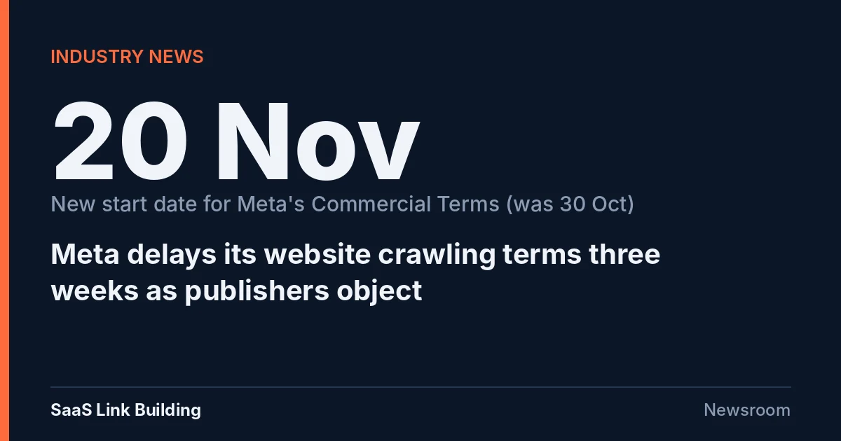 Data card: 20 Nov. New start date for Meta's Commercial Terms, delayed from 30 October