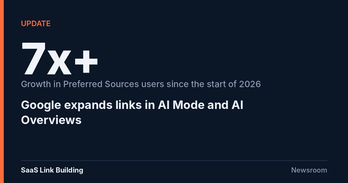 Data card: Google expands links in AI Mode and AI Overviews; Preferred Sources users up more than 7x in 2026
