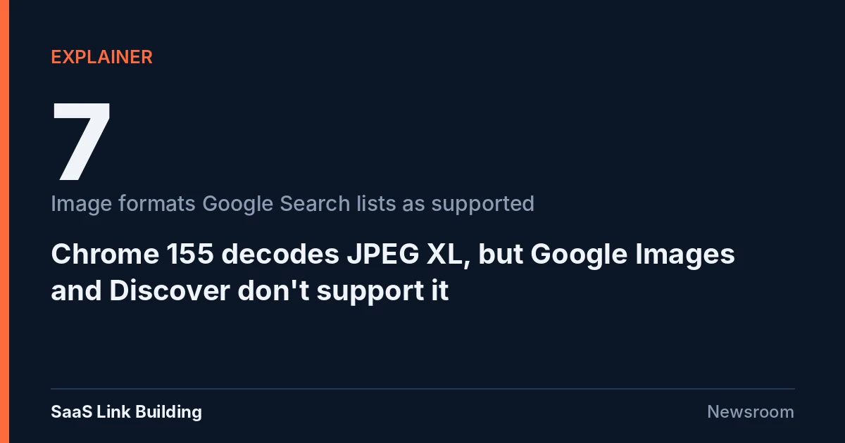 Data card: 7. Image formats Google Search lists as supported; JPEG XL is not among them