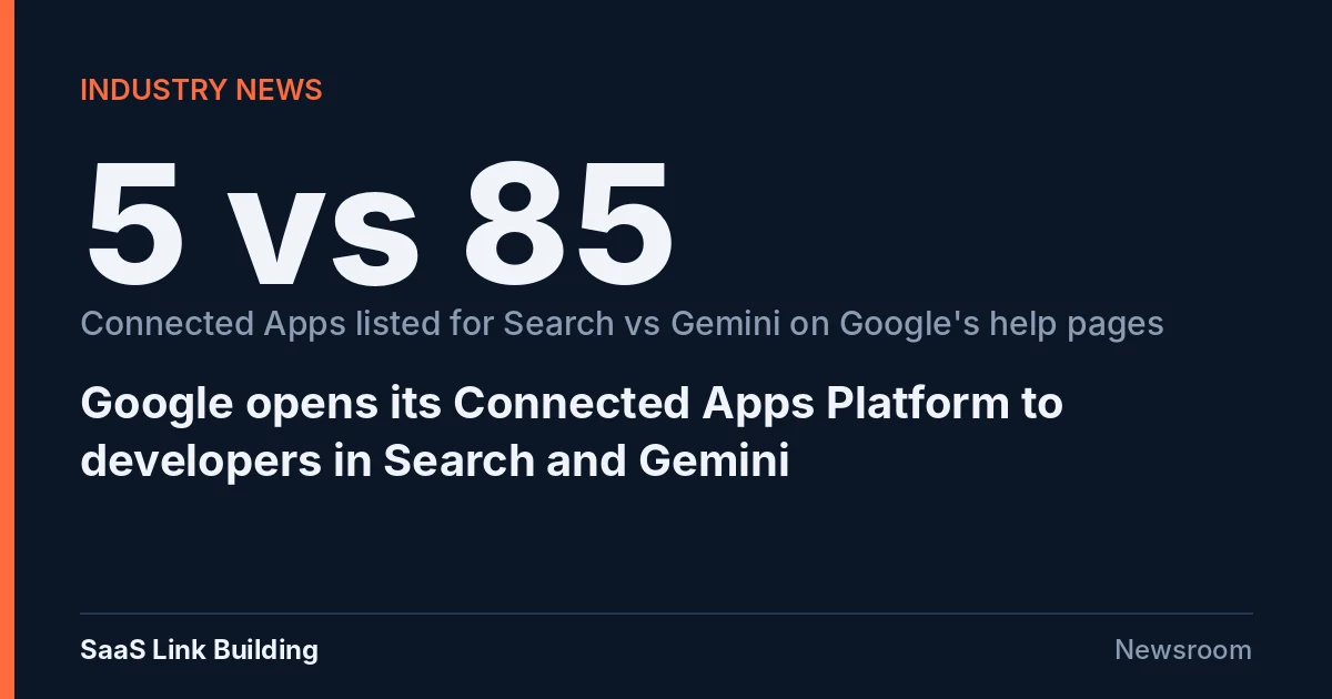 Data card reading 5 vs 85: Connected Apps listed for Search versus Gemini on Google's help pages